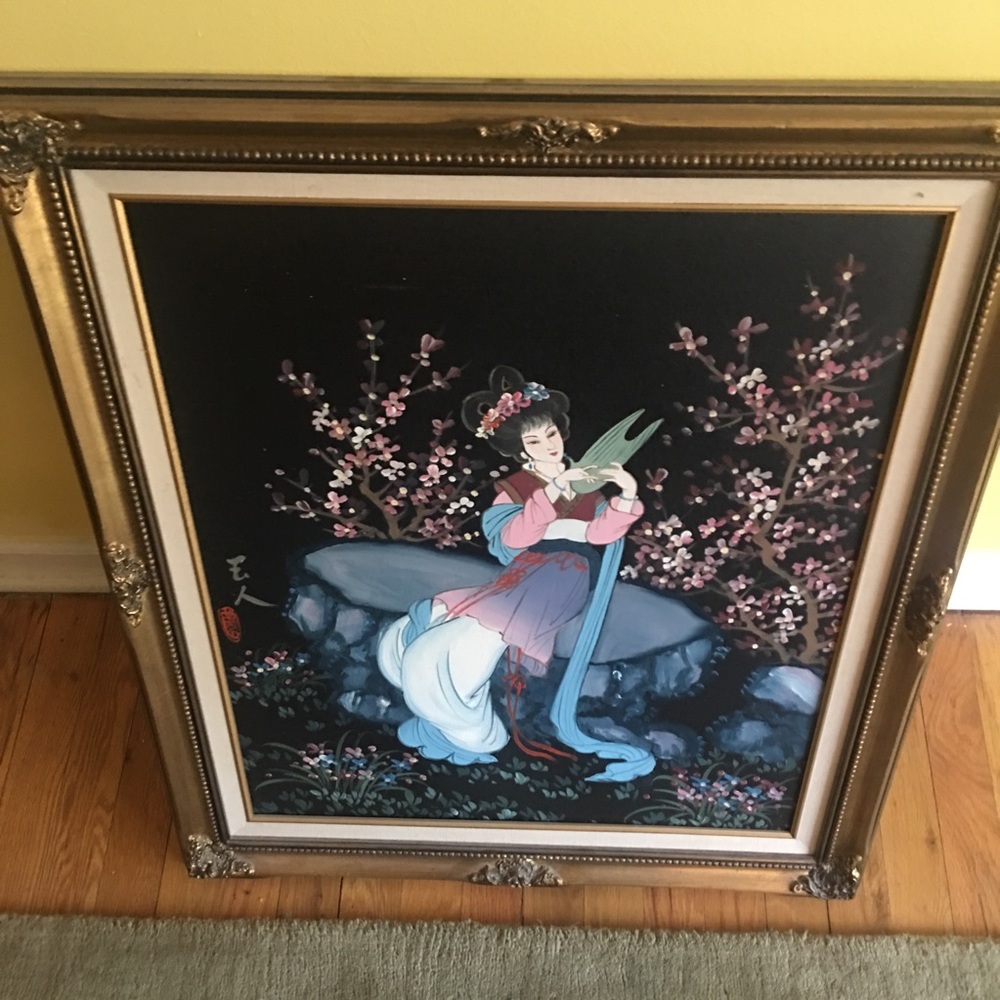 Framed oil paintings.